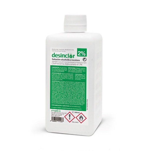 DESINCLOR 2% 500ml CLORHEXIDINA SOLUCION ALCOHOLICA  INCOLORA (CON TAPON)