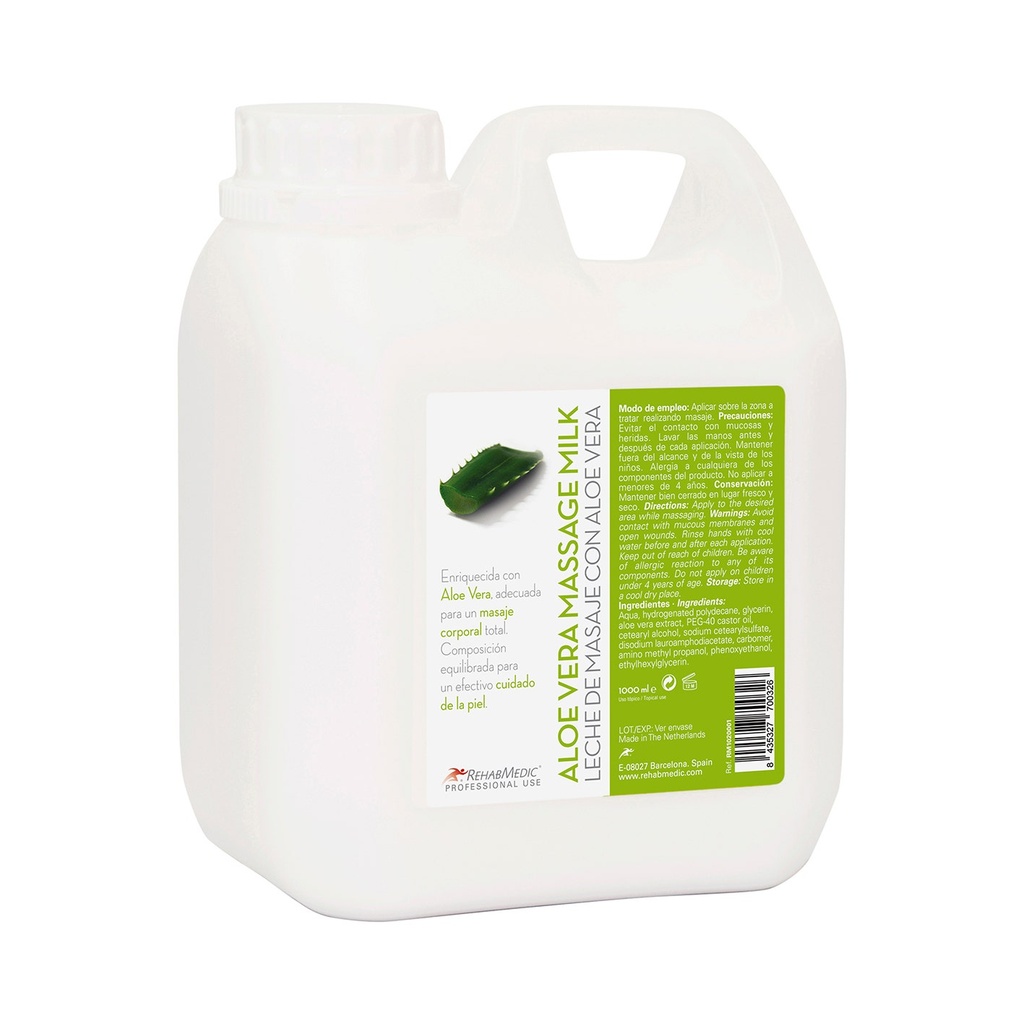 Garrafa Leche De Masaje Aloe Vera 1L REHABMEDIC