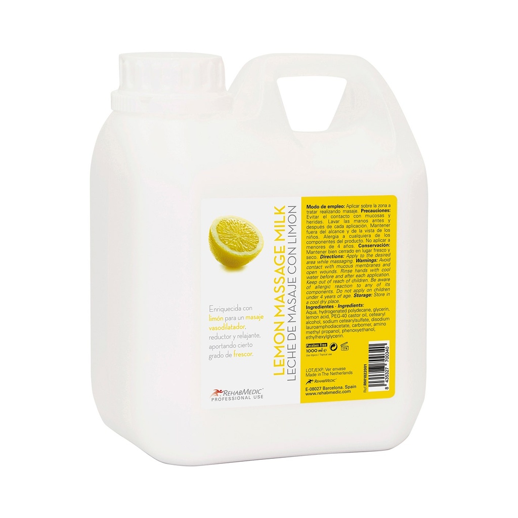 Garrafa Leche De Masaje Con Limón 1L REHABMEDIC